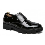 Black Patent Polka Dots Zipper Dapper Mens Loafers Flats Dress Shoes